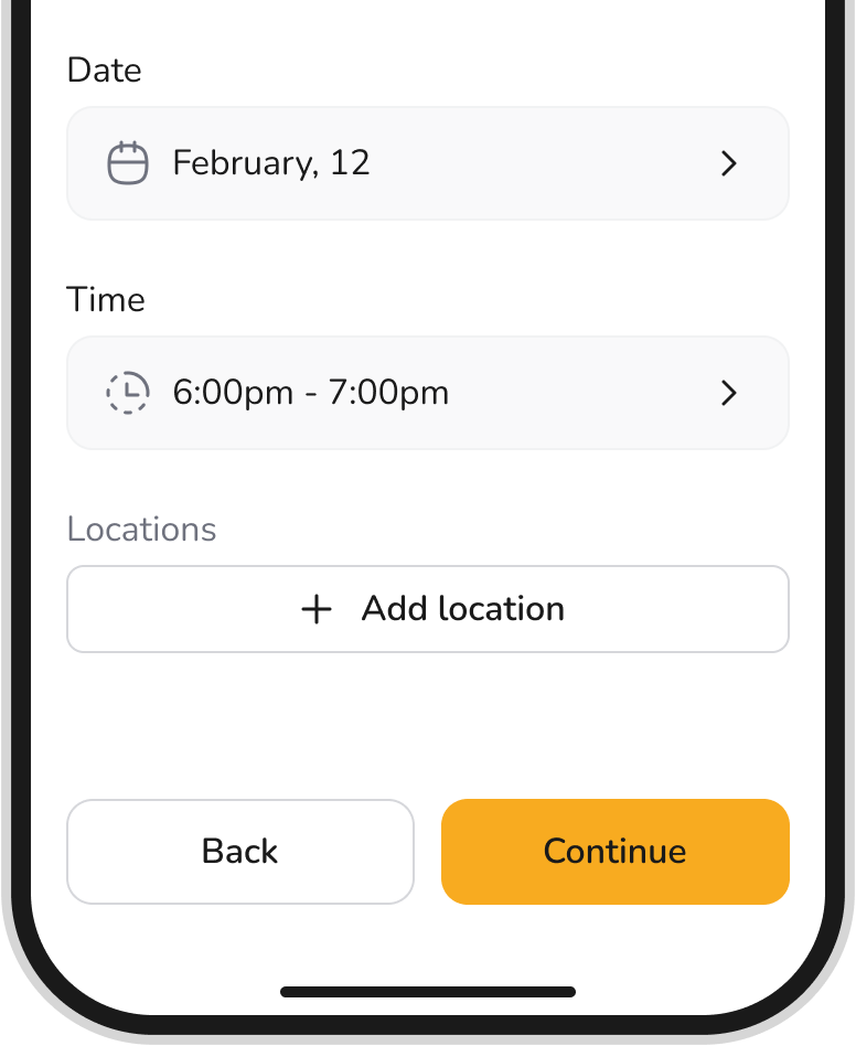 Create an event in minutes